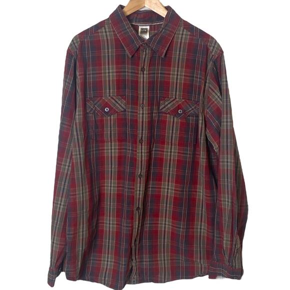 The North Face Size Large Cotton Plaid Long Sleeve Button Up Shirt - Picture 1 of 6